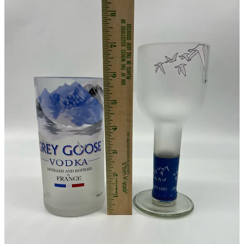 Grey Goose Vodka Bottle Upcycled Glass handmade and drinking glass